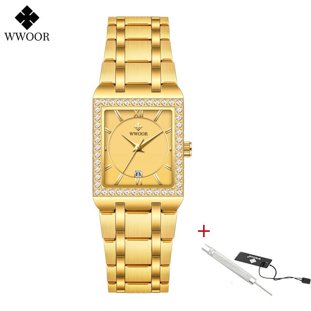 New Fashion Ladies Diamond Watch Top Brand Luxury Square Wrist Watch Simple Women Dress Small Watch Relogio Feminino