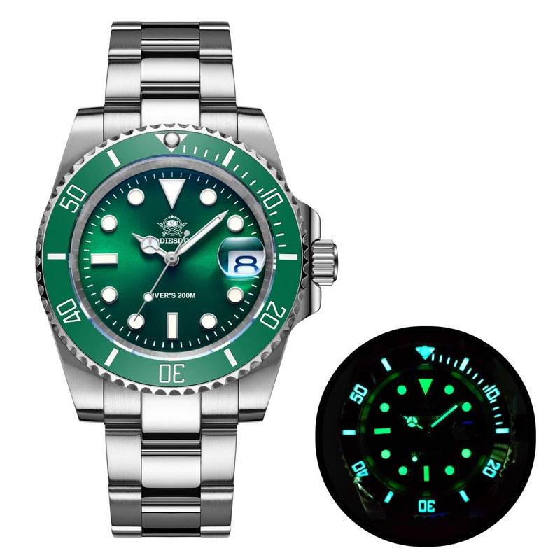 Addies Dive Men High Quality Watch 200m Waterproof Quartz Watch Ceramic Bezel Calendar Display C3 Super Luminous Watches