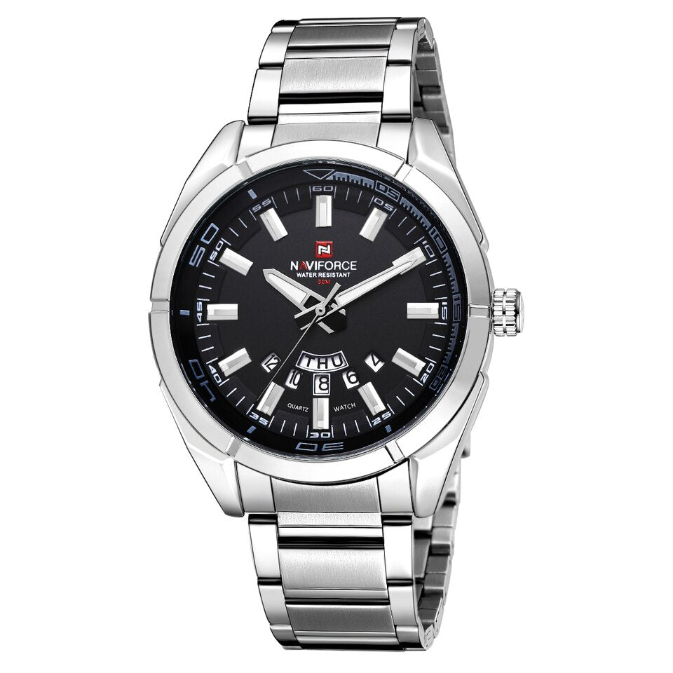 Business Men Quartz Watches 44MM Fashion Stainless Steel 30M Waterproof Date Wrist Chronograph Relogio Masculino