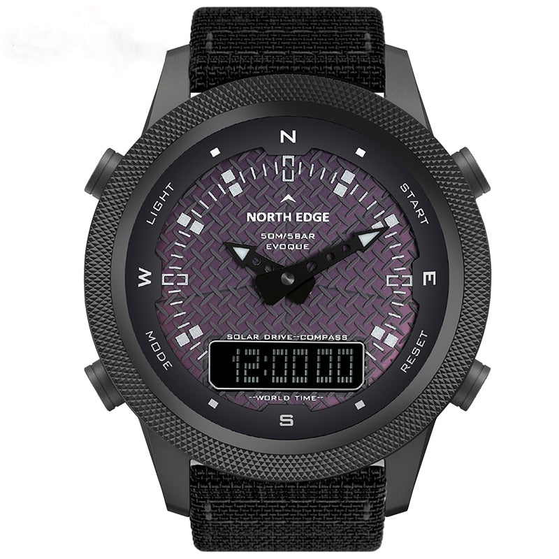 Men Solar Power Digital Watch Men Outdoor Smart Watches Full Metal Waterproof 50M Compass Army Military Style Clock