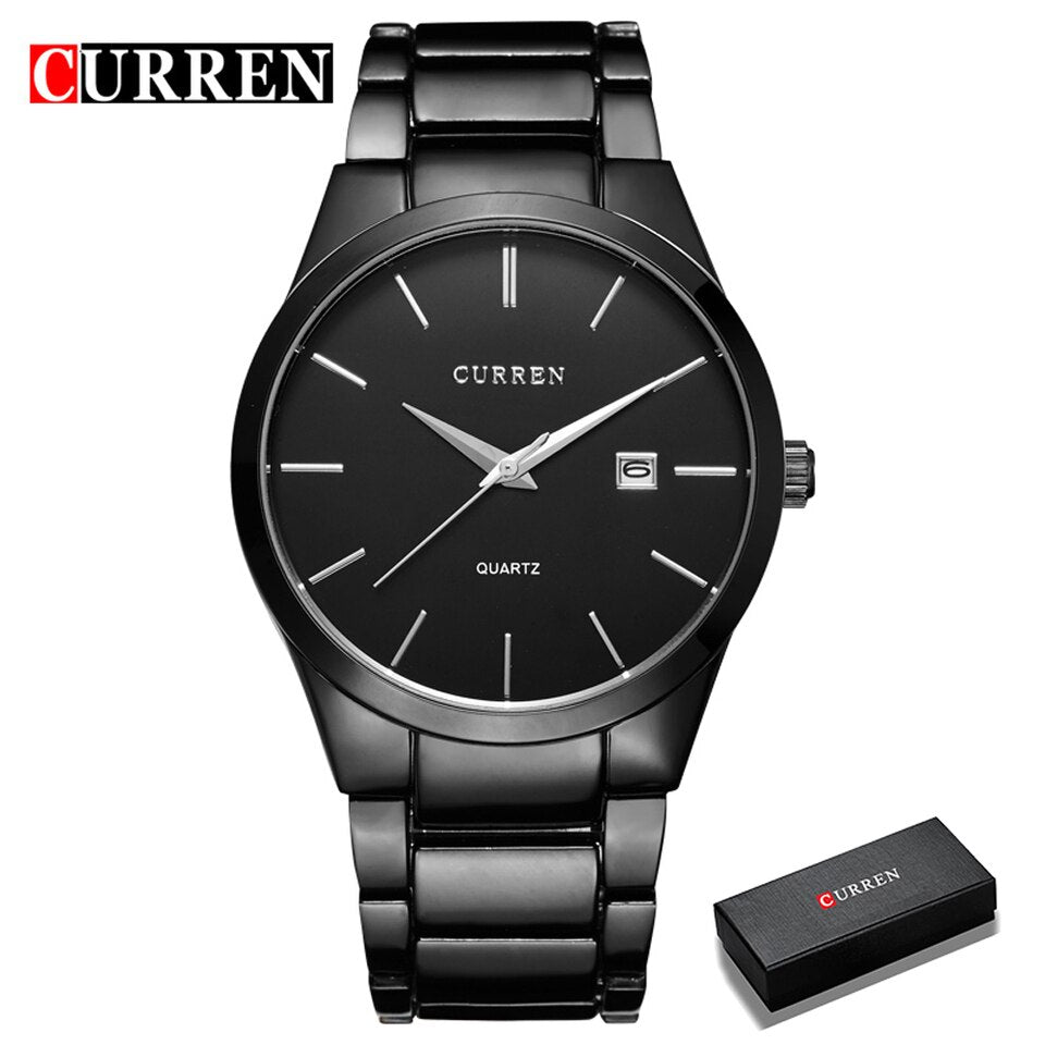 Luxury Classic Fashion Business Men Watches Display Date Quartz Watch Wristwatch Stainless Steel Male Clock Reloj Hombre