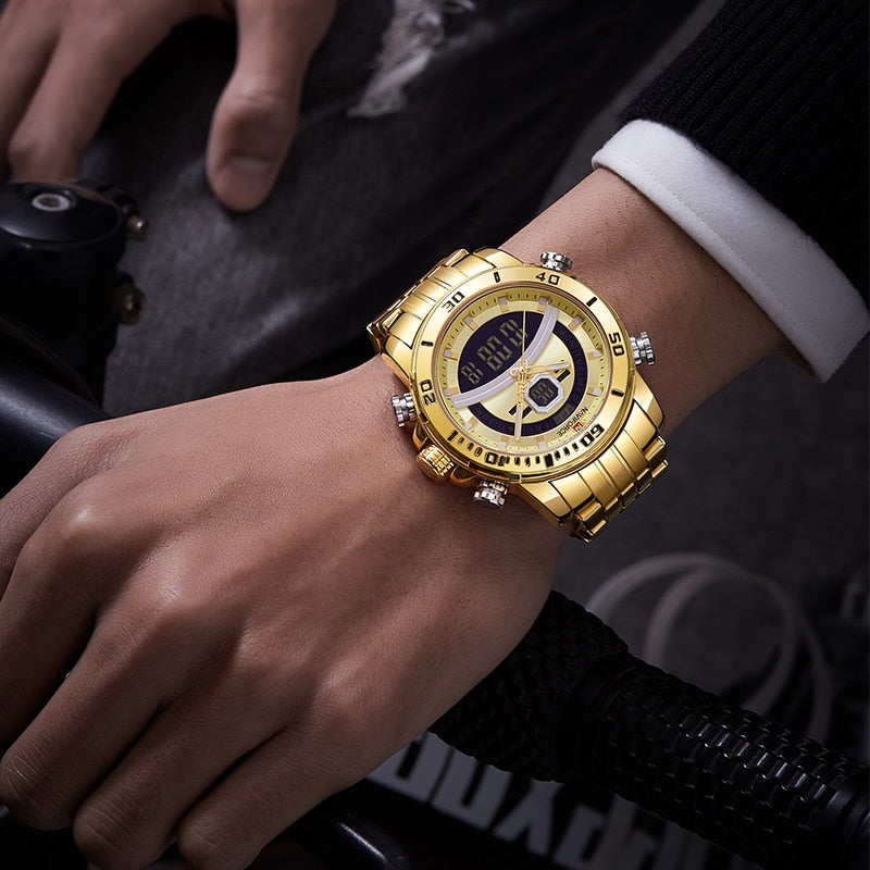 Luxury Watches For Men Fashion Business Digital Wristwatch Military Sport Quartz Man Watch Steel Band Waterproof Clock