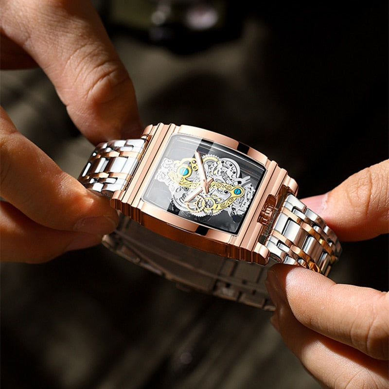 Men Watch Top Brand Luxury Sports Quartz Mens Watches Steel Waterproof hollow out Wristwatch