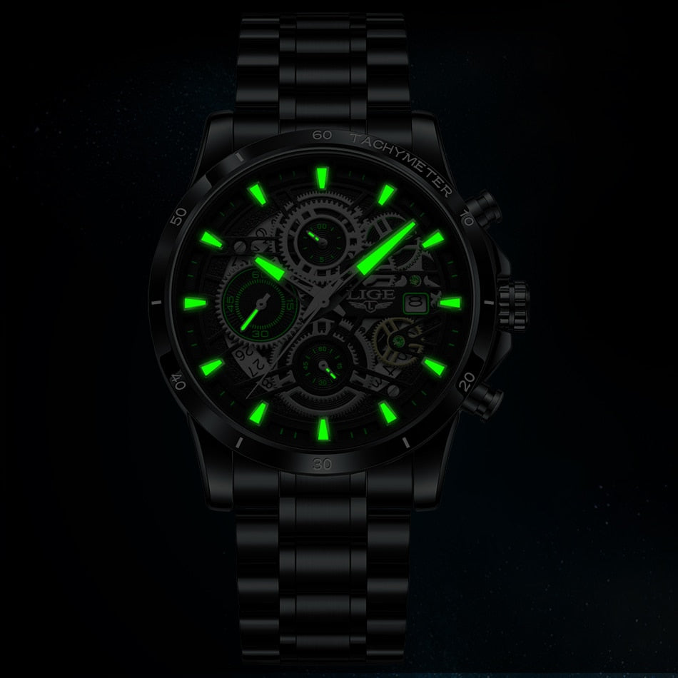 Men Watches Top Brand Stainless Steel Hollow Sports Waterproof Quartz Watch Men Military Wristwatch Relogio Masculino