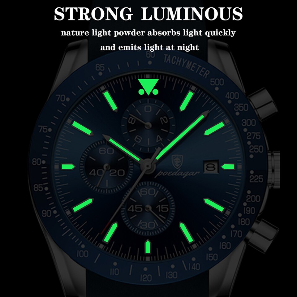 Casual Sport Watch Top Brand Creative Chronograph Silicone Strap Date Luminous Waterproof Men Watches Male Clock