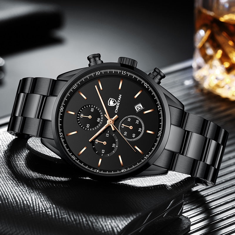 Men Top Brand Luxury Fashion Business Quartz Men Wristwatch Stainless Steel Waterproof Sports Clock
