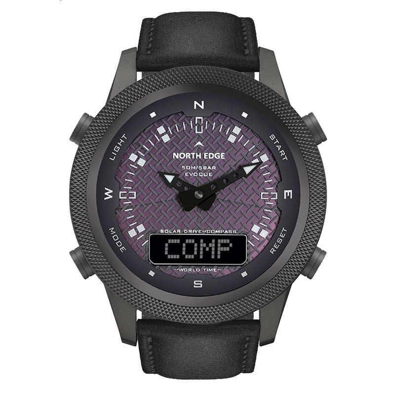 Men Solar Power Digital Watch Men Outdoor Smart Watches Full Metal Waterproof 50M Compass Army Military Style Clock