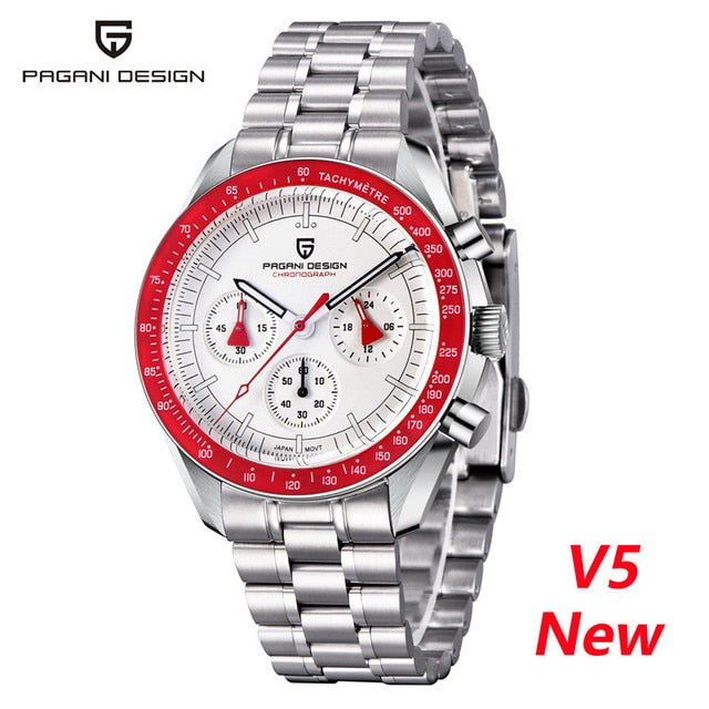Men Watches 100M Waterproof Date Speed Chronograph Quartz VK63 AR Sapphire mirror Full Steel Watch