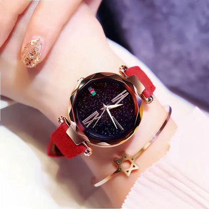 Brand Women Watches Fashion Square Ladies Quartz Watch Bracelet Set Green Dial Simple Rose Gold Mesh Luxury Women Watches leather red