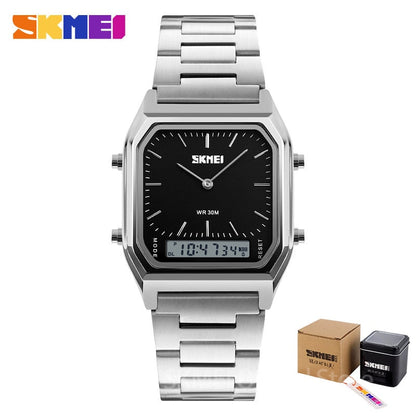 Men Digital Dual Time Sports Chronograph 3 bar Waterproof Quartz Wristwatches relogio masculino 1220