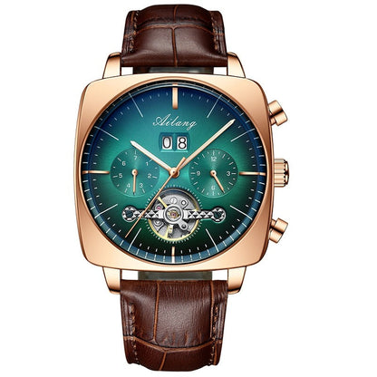 New Men Square Mechanical Watches Famous Brand Watch Montre Automatique Luxe Chronograph Square Large Dial Watch Hollow Waterproof Mens Fashion Watches