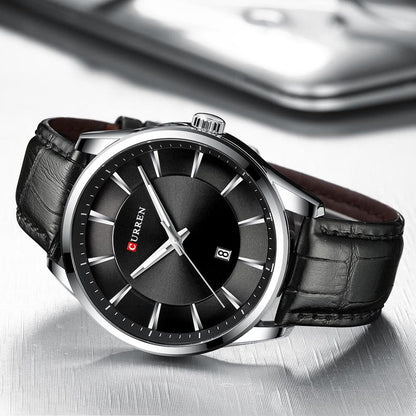 Quartz Watches for Men Leather Strap Male Wristwatches Top Luxury Brand Business Men Clock  45 mm Reloj Hombres