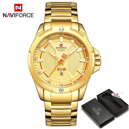 Luxury Gold Watch Men New Military Sport Quartz Wristwatch Casual Clock Stainless Steel Waterproof Watches GG BOX