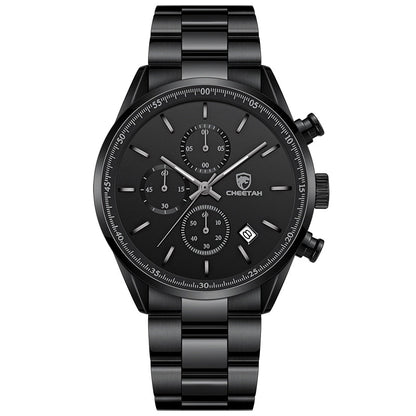 Men Top Brand Luxury Fashion Business Quartz Men Wristwatch Stainless Steel Waterproof Sports Clock Black Black
