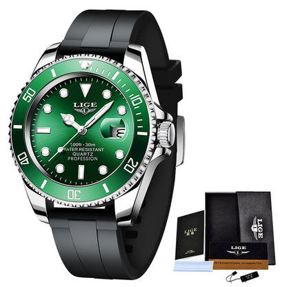 LIGE Top Brand Luxury Fashion Diver Watch Men 3ATM Waterproof Date Clock Sport Watches Mens Quartz Wristwatch Relogio Masculino