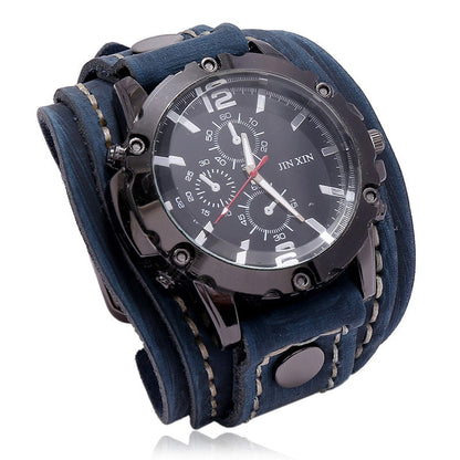 Punk Vintage Black Brown Belt Strap Men Genuine Leather Pointer Watch Bracelet Bangles For Women Male Jewelry Freely