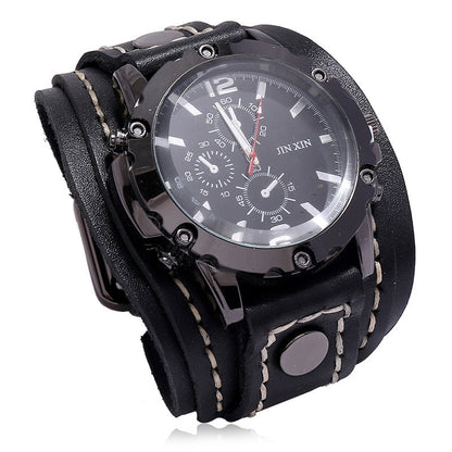 Punk Vintage Black Brown Belt Strap Men Genuine Leather Pointer Watch Bracelet Bangles For Women Male Jewelry Freely