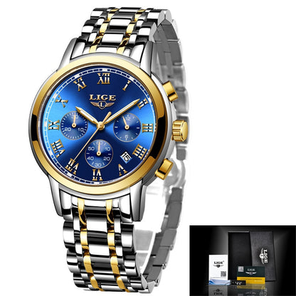 New Fashion Women Watches LIGE Top Brand Ladies Luxury Creative Steel Women Bracelet Watches Female Quartz Waterproof Watch Gift