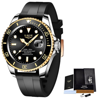 LIGE Top Brand Luxury Fashion Diver Watch Men 3ATM Waterproof Date Clock Sport Watches Mens Quartz Wristwatch Relogio Masculino