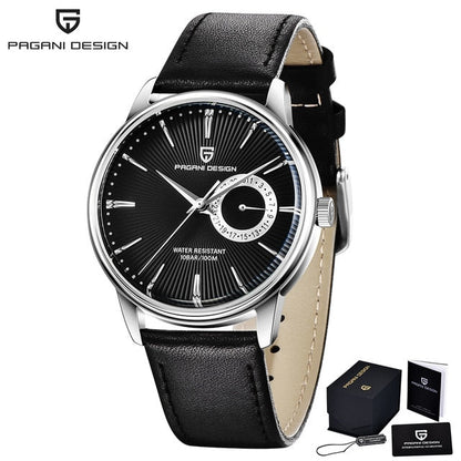 Original PAGANI DESIGN 1645 Fashion Casual Sports Watch Men Military Watch Stainless Steel Waterproof Quartz Watch Reloj Hombre Silver black