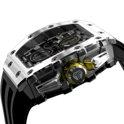 Men Luxury Brand Tonneau Design Waterproof Clock Stainless Steel Wristwatch Sport Chronograph Square Mens Watch