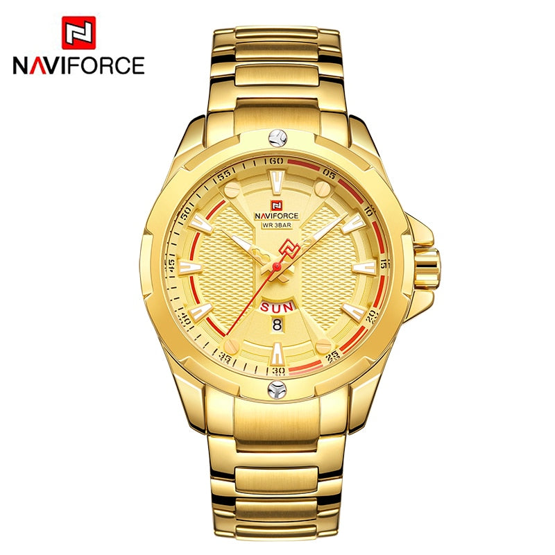 Luxury Gold Watch Men New Military Sport Quartz Wristwatch Casual Clock Stainless Steel Waterproof Watches GG