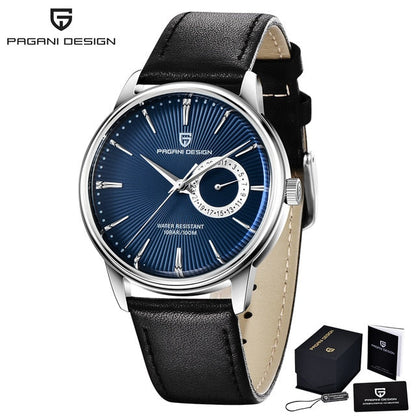 Original PAGANI DESIGN 1645 Fashion Casual Sports Watch Men Military Watch Stainless Steel Waterproof Quartz Watch Reloj Hombre silver blue