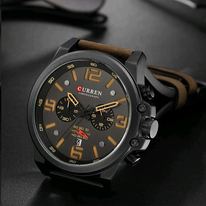 CURREN 8314 Luxury Brand Quartz Men Watch Military Waterproof Leather Strap Sport Mens Watches Fashion Casual Male Clock часы