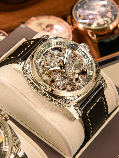 New Men Authentic Brand Carved Watches Fully Automatic men watches Hollowed Seagull Mechanical Watches luxury MAN WATCH