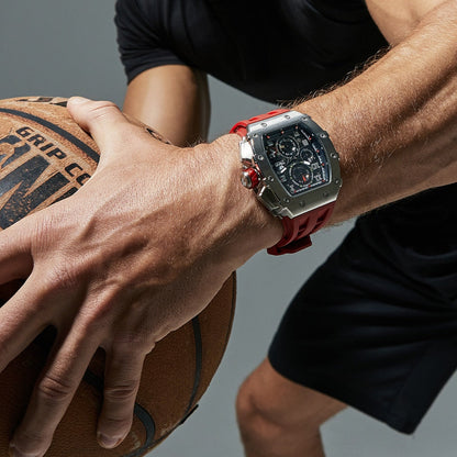 Men Watch Top Brand Luxury Tonneau Clock 50M Waterproof Stainless Steel Wristwatch Sport Chronograph Watch for Men