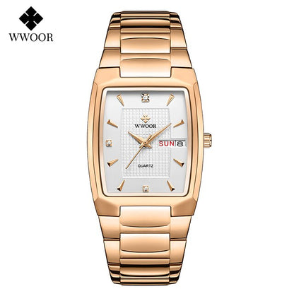 Men's Wristwatch  WWOOR Brand Luxury Quartz Watch Waterproof Business Male Date Clock Casual Fashion Black Relogio Masculino rose white