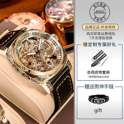 New Men Authentic Brand Carved Watches Fully Automatic men watches Hollowed Seagull Mechanical Watches luxury MAN WATCH