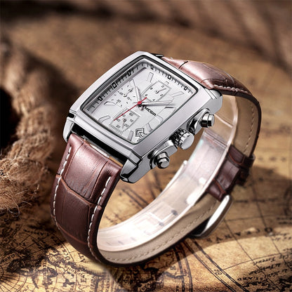 Watch Men Top Brand Luxury Rectangle Quartz Military Watches Waterproof Luminous Leather Wristwatch Men Clock
