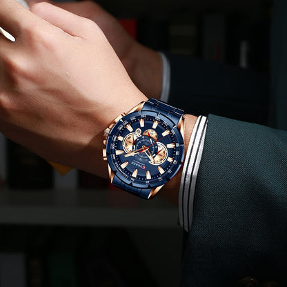 Men Watches Top Brand Luxury Chronograph Quartz Men Watch Waterproof Sport Wrist Watch Men Stainless Steel Male Clock
