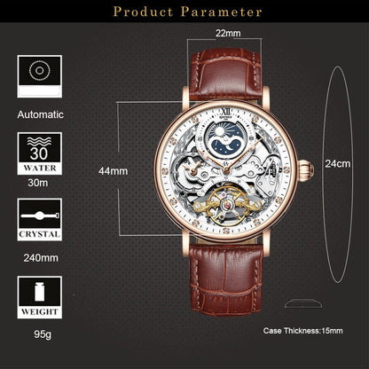 New Men Mechanical Skeleton Watches Automatic Watch Men Tourbillon Sport Clock Casual Business Moon Wrist Watch