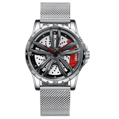 Men Rim Hub Watches Sports Car Men Watch Rotation Waterproof Sport Stainless Steel Wheel Wristwatch Car Quartz Men Watches