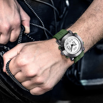 Sports Watches Men Dual Display Analog Digital LED Electronic Quartz Wristwatches Men Multifunctional Waterproof Watch