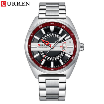 Men Watch Stainless Steel Band Luxury Quartz Wristwatches for Male Creative Design Golden Clock with Luminous