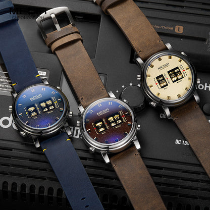 New Luxury Watches Men Military Sport Roller Pointer Quartz Watch Man Fashion Stainless Steel Mesh Strap Wristwatch