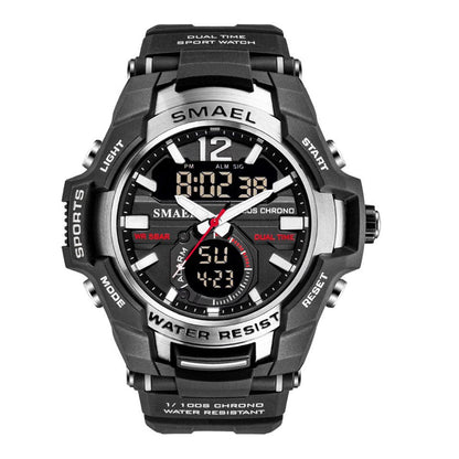 SMAEL Dual Time Army Sport Watch for Men Luminous Waterproof Quart Digital Wristwatch Alarm Clock LED Backlight Calendar 1805