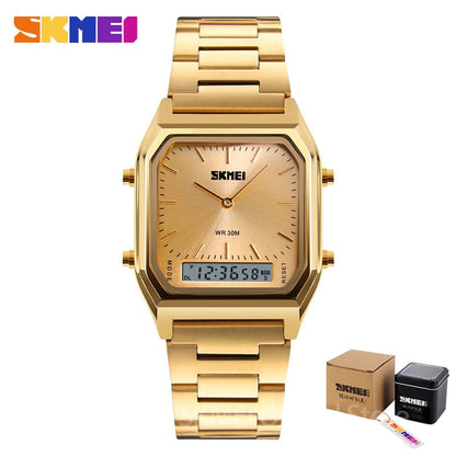Men Digital Dual Time Sports Chronograph 3 bar Waterproof Quartz Wristwatches relogio masculino 1220
