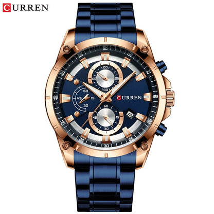 Gold Watches Men Luxury Top Brand CURREN Quartz Wristwatch Fashion Sport and Causal Business Watch Male Clock Reloj Hombres blue watch
