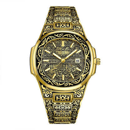 Quartz Watch Men Brand luxury Retro golden stainless steel watch men gold mens watch reloj hombre