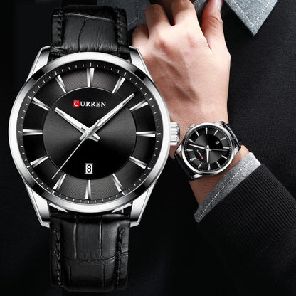 Quartz Watches for Men Leather Strap Male Wristwatches Top Luxury Brand Business Men Clock  45 mm Reloj Hombres