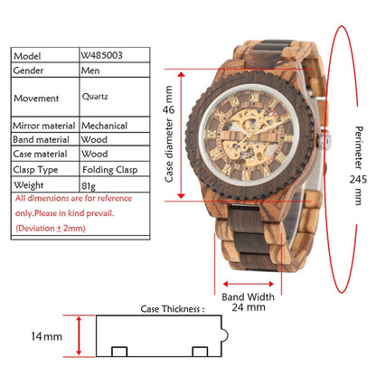 New Men Luxury Round Automatic Watches Quality Top Brand Watch for Men Fashion Wood Clock Adjustable Wooden Bracelet Mechanical Wrist watch