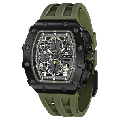 Men Watch Top Brand Luxury Tonneau Clock 50M Waterproof Stainless Steel Wristwatch Sport Chronograph Watch for Men