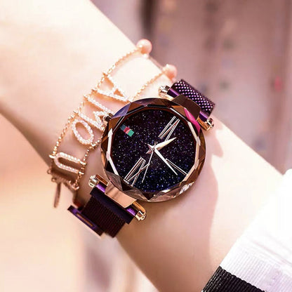 Brand Women Watches Fashion Square Ladies Quartz Watch Bracelet Set Green Dial Simple Rose Gold Mesh Luxury Women Watches net purple-1