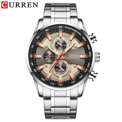 CURREN Man Watches Luxury Sporty Chronograph Wristwatches for Men Quartz Stainless Steel Band Clock Luminous Hands