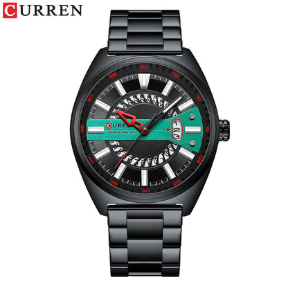 Men Watch Stainless Steel Band Luxury Quartz Wristwatches for Male Creative Design Golden Clock with Luminous