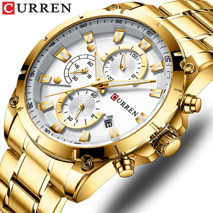 Gold Watches Men Luxury Top Brand CURREN Quartz Wristwatch Fashion Sport and Causal Business Watch Male Clock Reloj Hombres